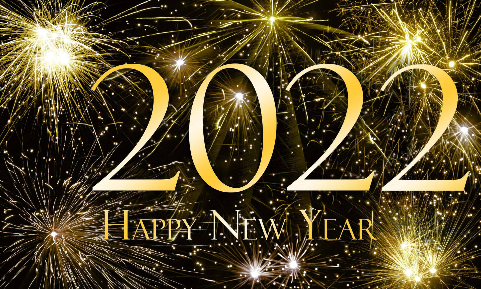 金色2022文字與煙火慶祝新年。 — 新年動畫 壁紙