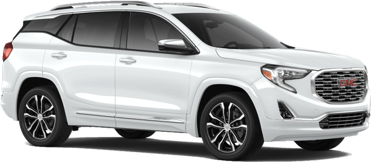 2023 年白色 GMC Terrain SUV 側面視圖 壁紙 — 一輛純白色的GMC Acadia SUV在工作室燈光下展示，配備時尚合金輪圈和現代化頭燈。