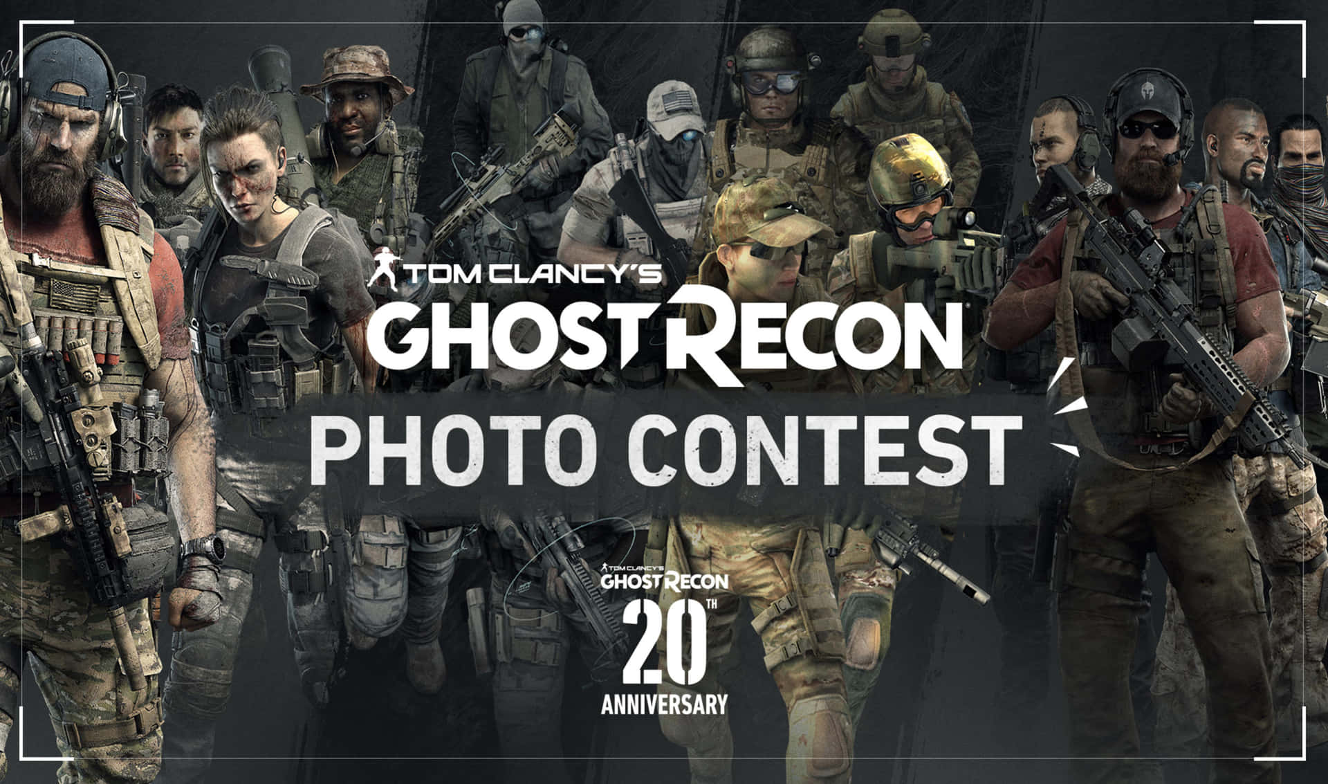 Tom Clancy's Ghost Recon 攝影比賽， featuring 身著戰鬥裝備的士兵。