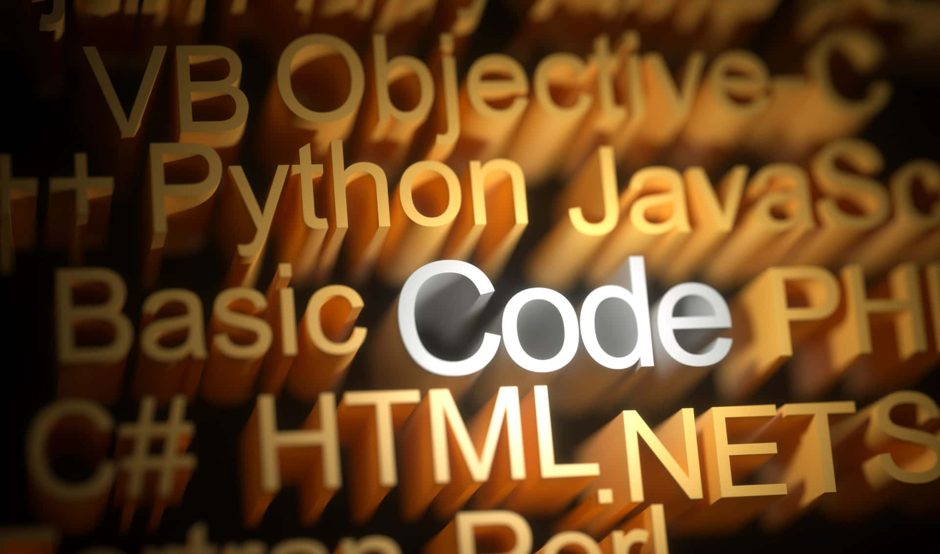 程式語言的3D渲染文字，突出顯示'Basic Code'。