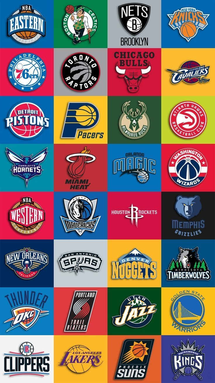 彩色方塊中的NBA球隊標誌網格