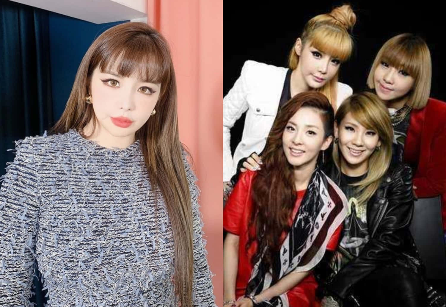 K-pop獨唱藝人與女團在攝影棚中以大膽時尚和自信笑容擺姿勢。