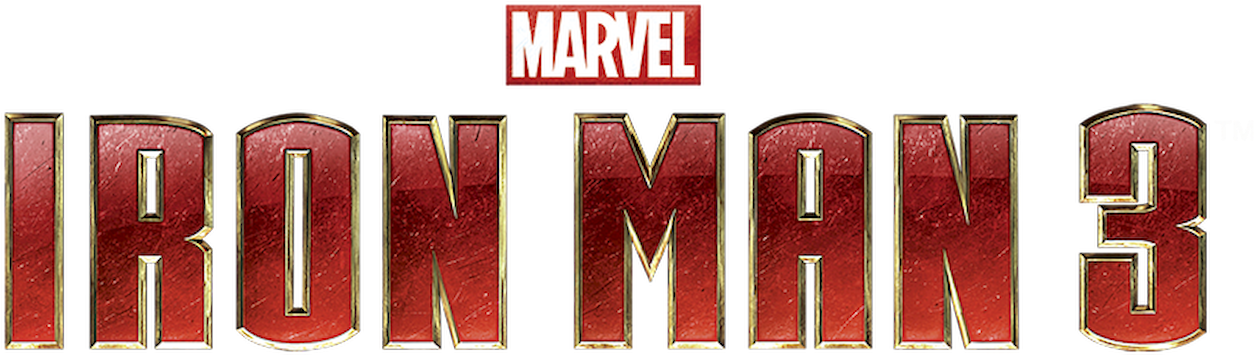 鋼鐵人3漫威標誌 壁紙 — 在黑色背景上，帶有Marvel品牌的醒目紅色和金色金屬質感鐵甲奇俠3標題標誌。