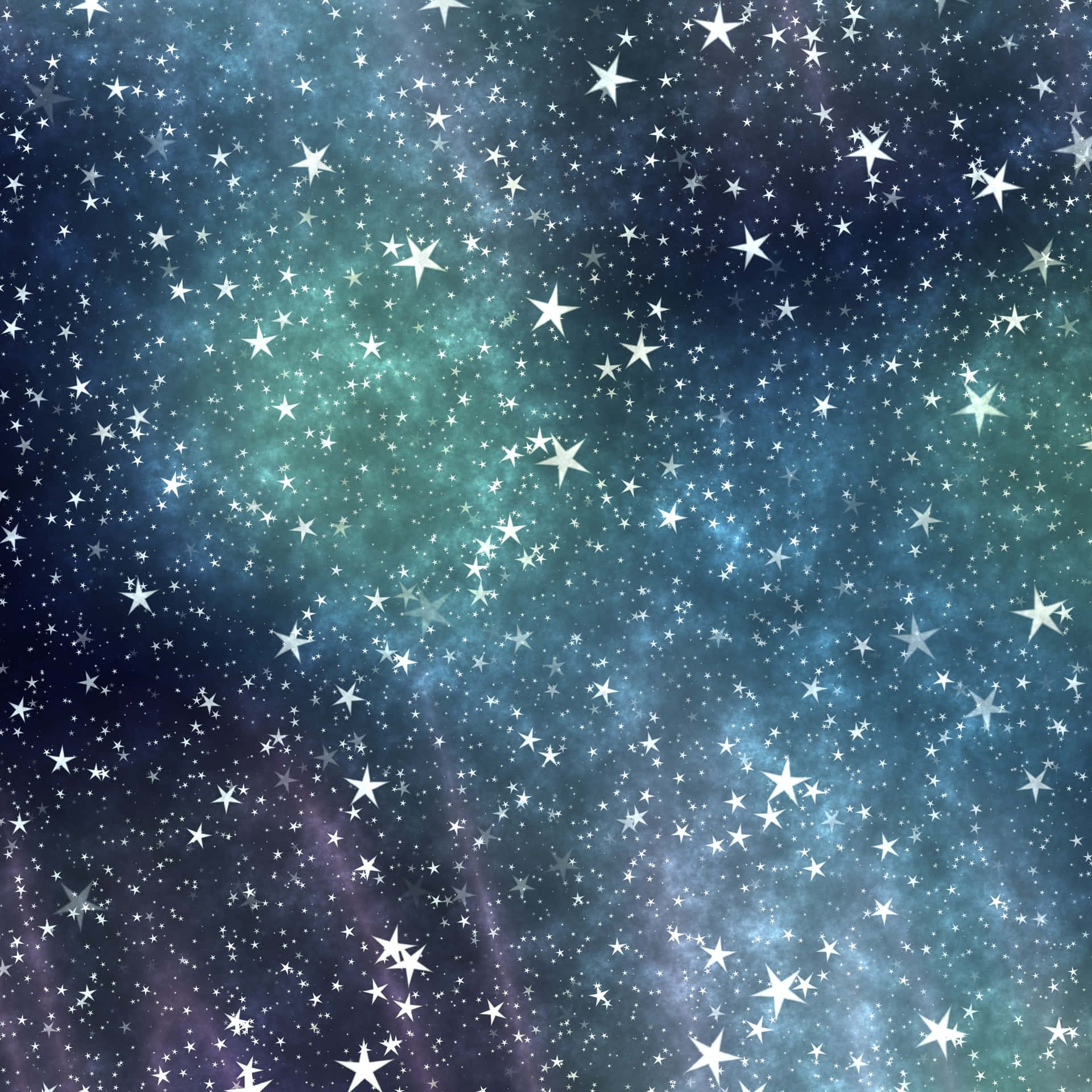 星光熠熠的夜空，有發光的星雲和散落的白色星星。