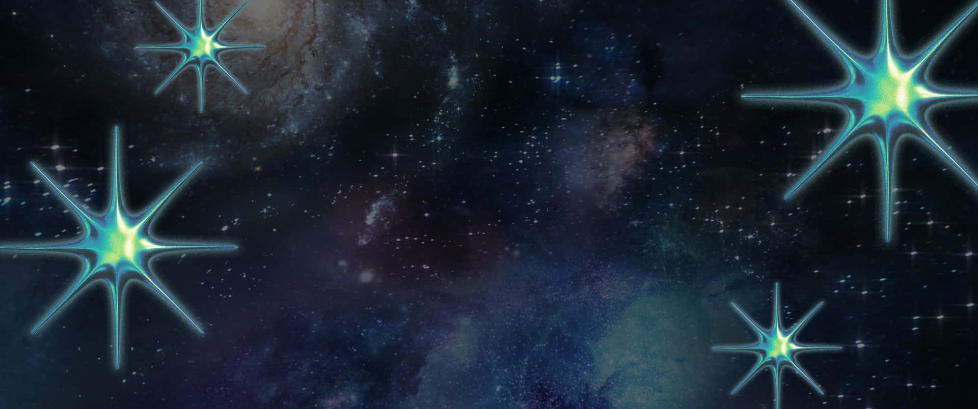 在星雲點綴的星空宇宙空間中發光的藍色星爆。