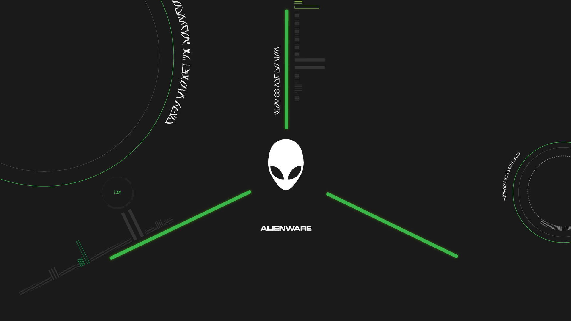 黑色背景上帶有綠色霓虹線條的Alienware標誌