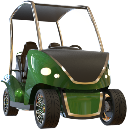 綠色高爾夫球車3D模型 壁紙