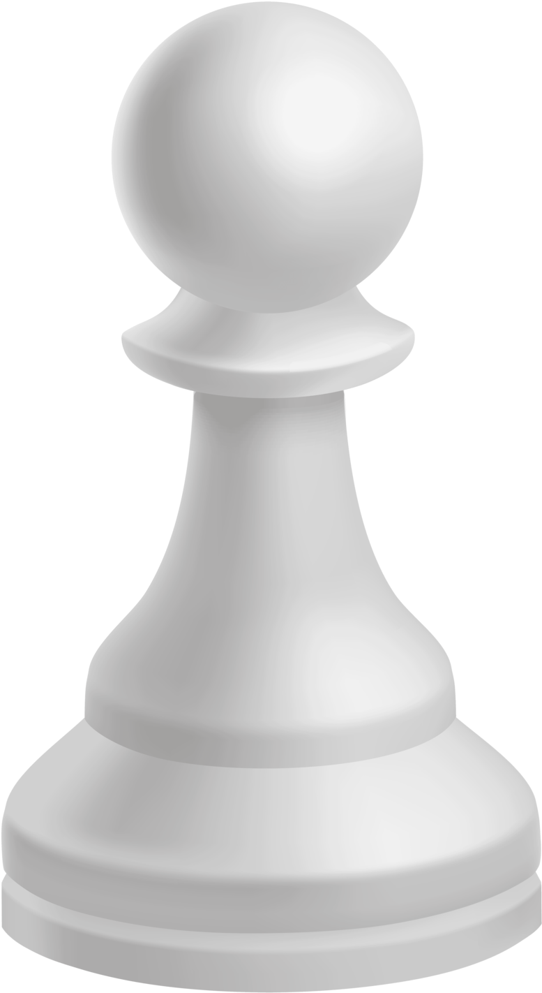 白色棋子兵 3D 插畫 壁紙 — 一個純白色的國際象棋兵孤立地站在漆黑的背景上，柔和的光線突出其光滑的輪廓。
