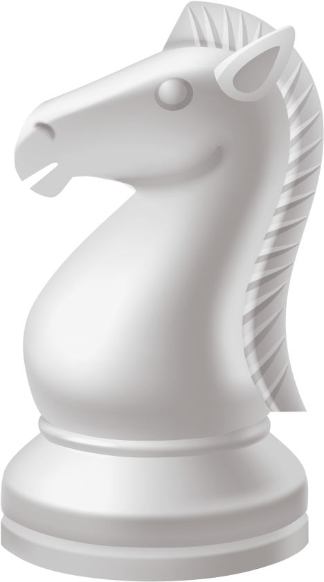 白色西洋棋馬棋子3D圖像 壁紙 — 一個純白色的國際象棋騎士側面站立在純黑色背景前。