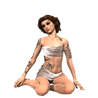 紋身女性3D模型 壁紙