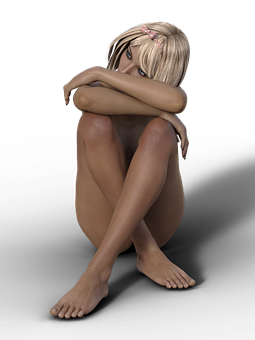 沉思3D渲染女性 壁紙