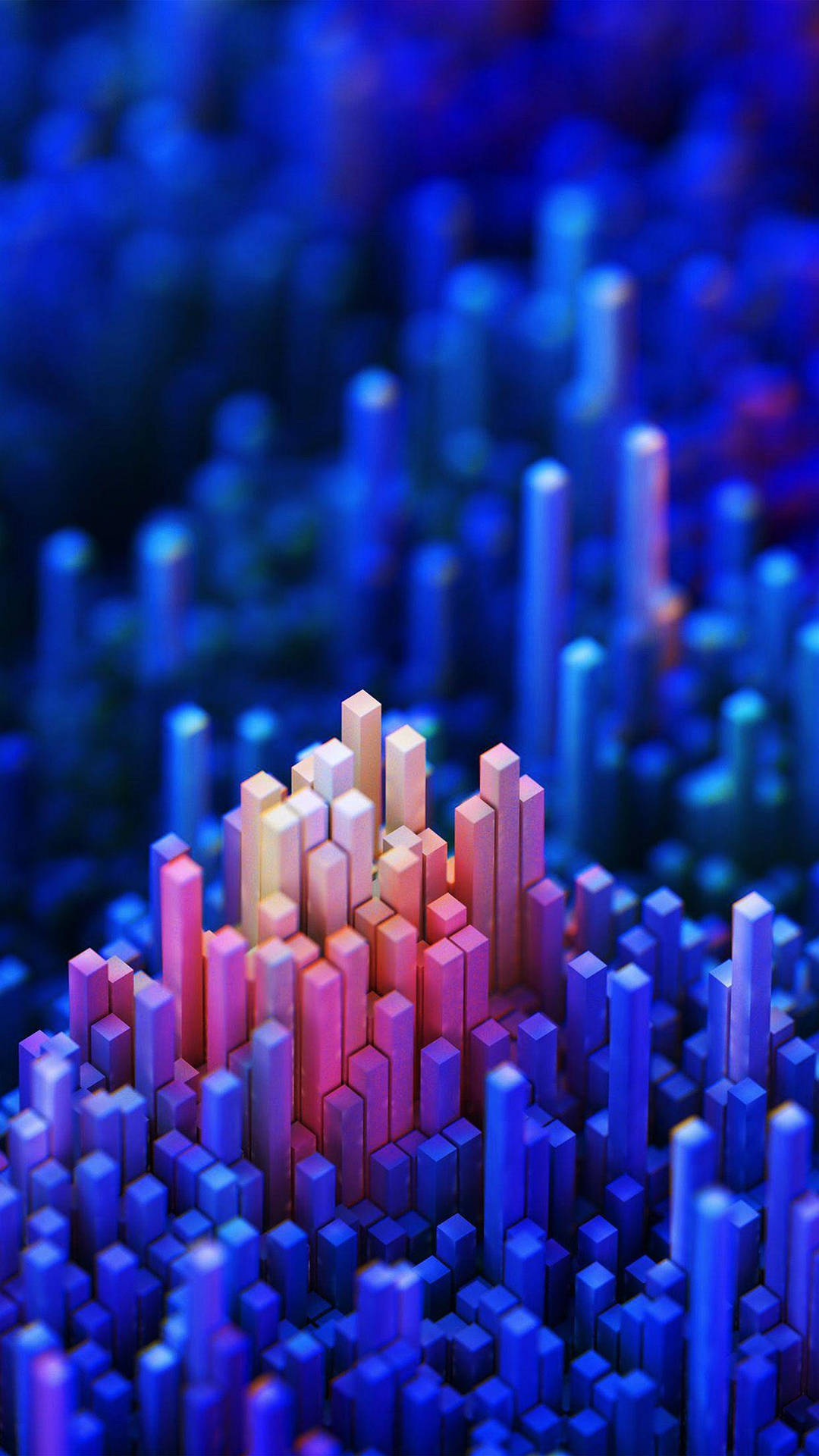 抽象3D條狀漸變色形成數位景觀。