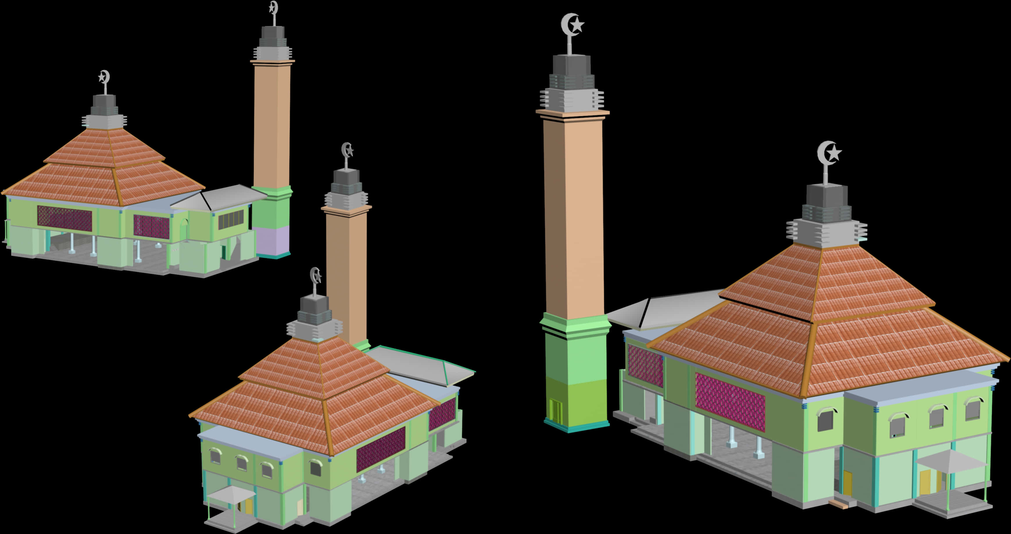 3D 渲染清真寺模型 壁紙