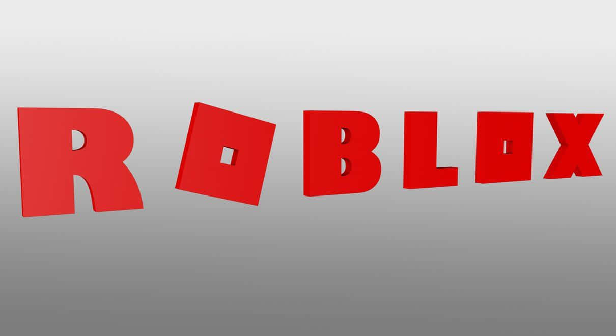 3D Roblox 標誌 壁紙 — 大膽的紅色 Roblox 標誌字母在帶有柔和陰影的平滑灰色漸變背景上浮動。