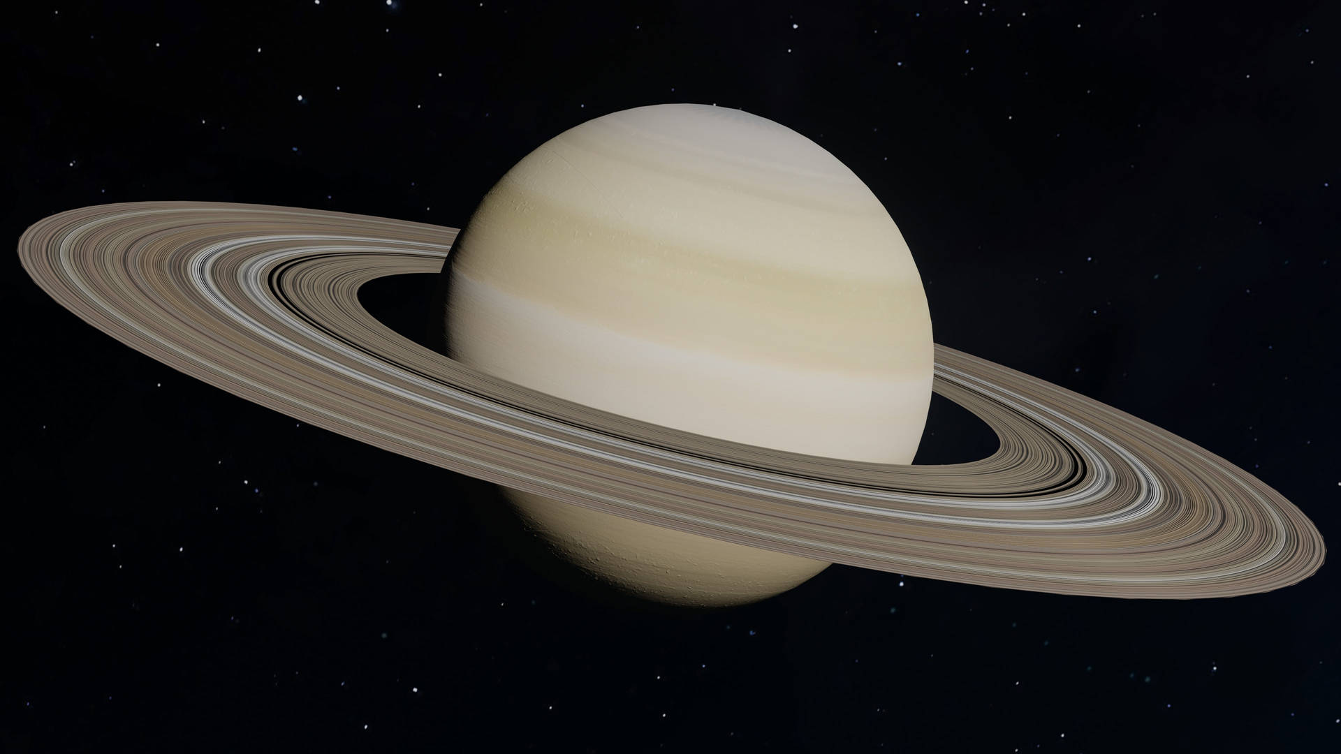 土星帶有詳細的環，漂浮在滿是星星的太空。