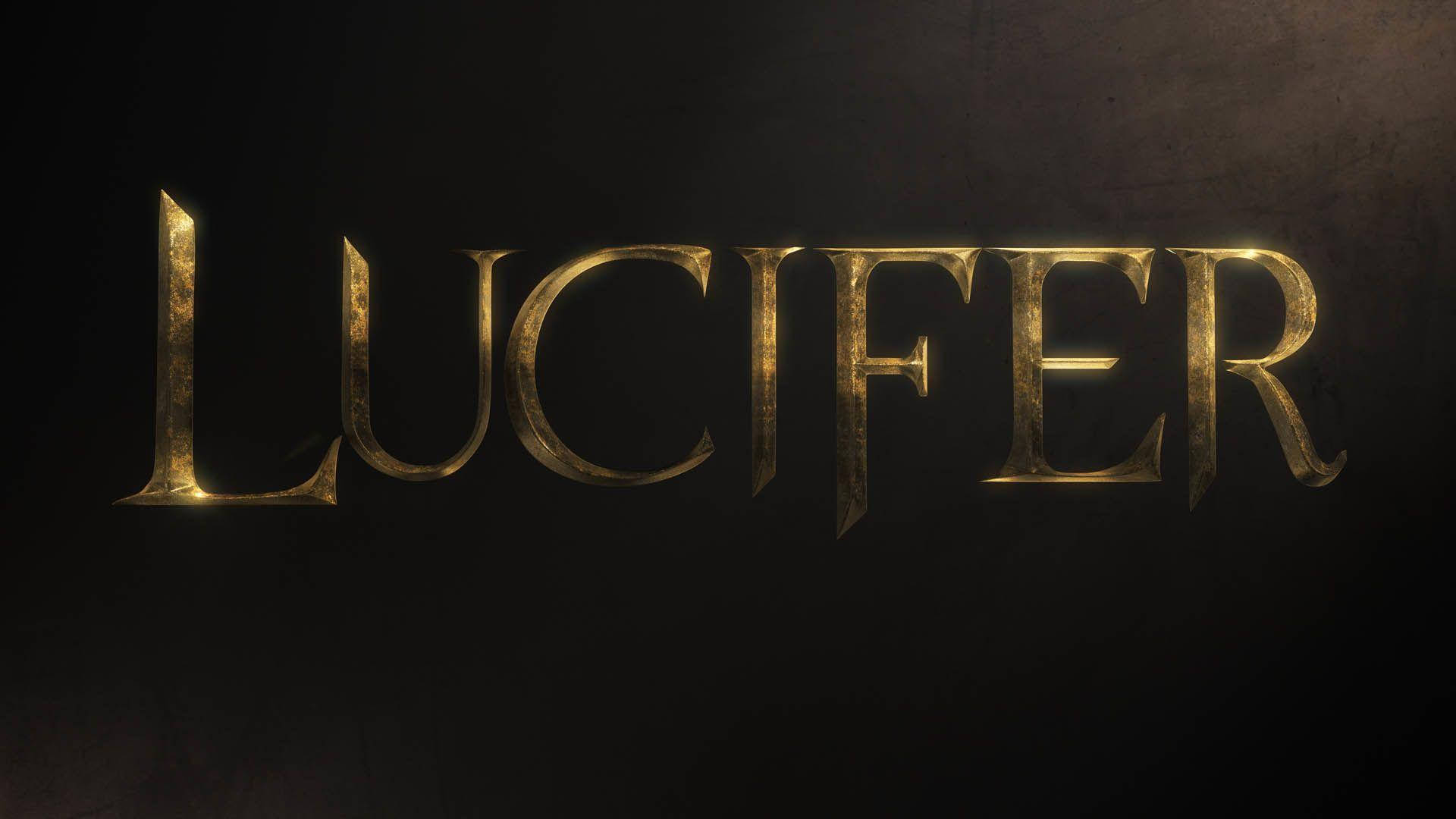 深色紋理背景上的金色Lucifer標題文字