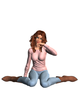 3D動畫女孩沉思
