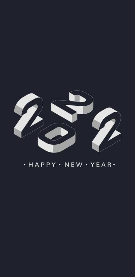 深色背景上的銀色3D 2022文字及happy new year訊息