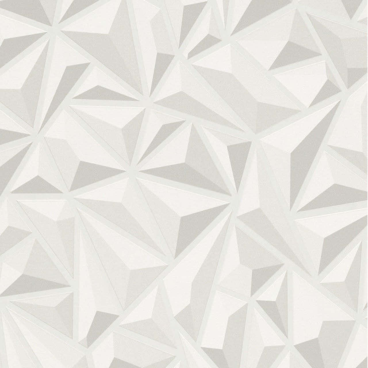 3D織錦白色紋理圖案 壁紙 — 現代牆紙，帶有重複的白色和灰色幾何星爆圖案，營造出紋理3D效果。