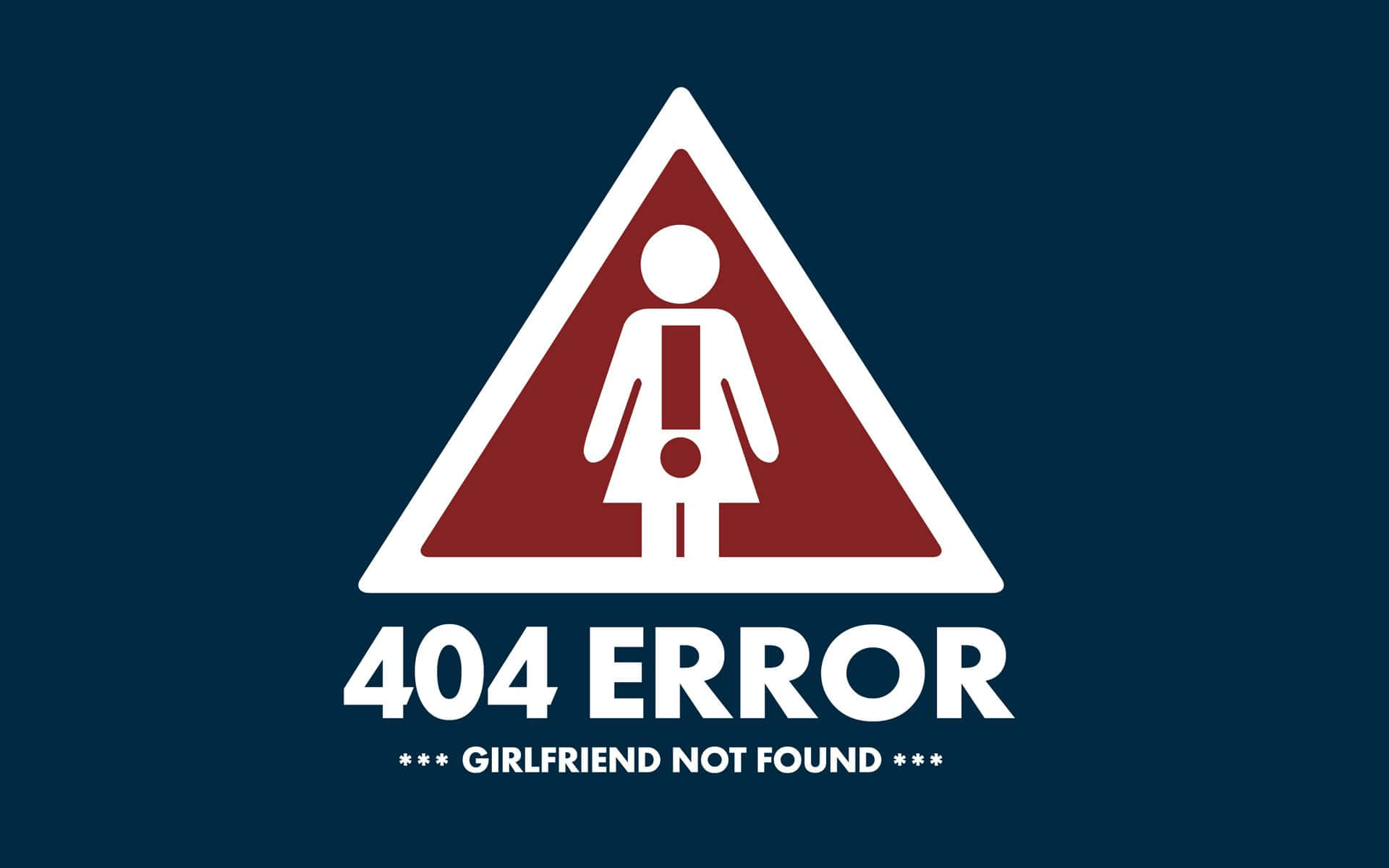 帶有女性符號和文字 girlfriend not found 的 404 錯誤標誌