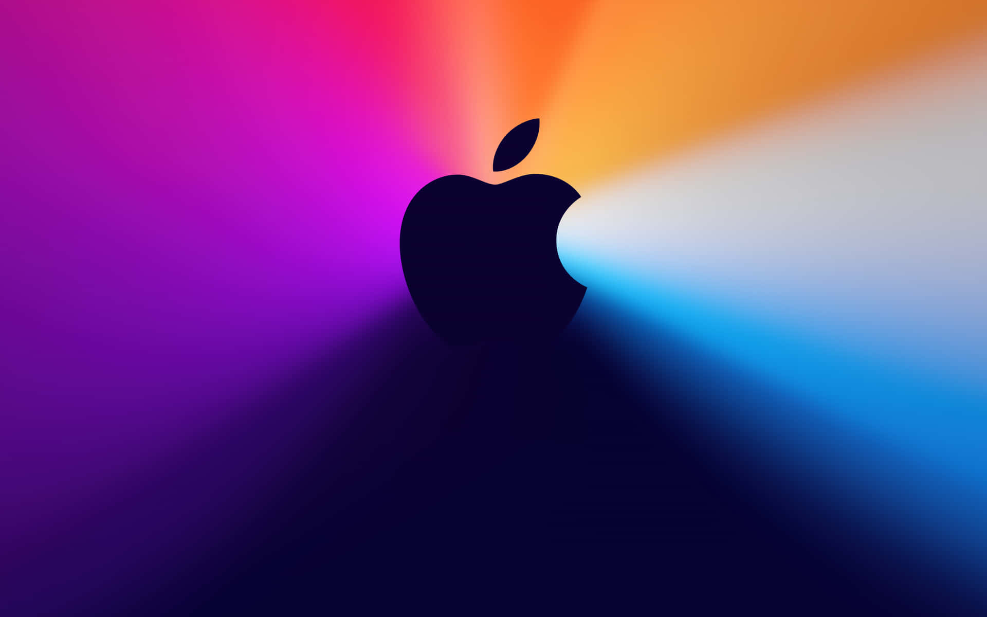 Apple標誌在漸變背景上閃耀著絢麗的色彩。