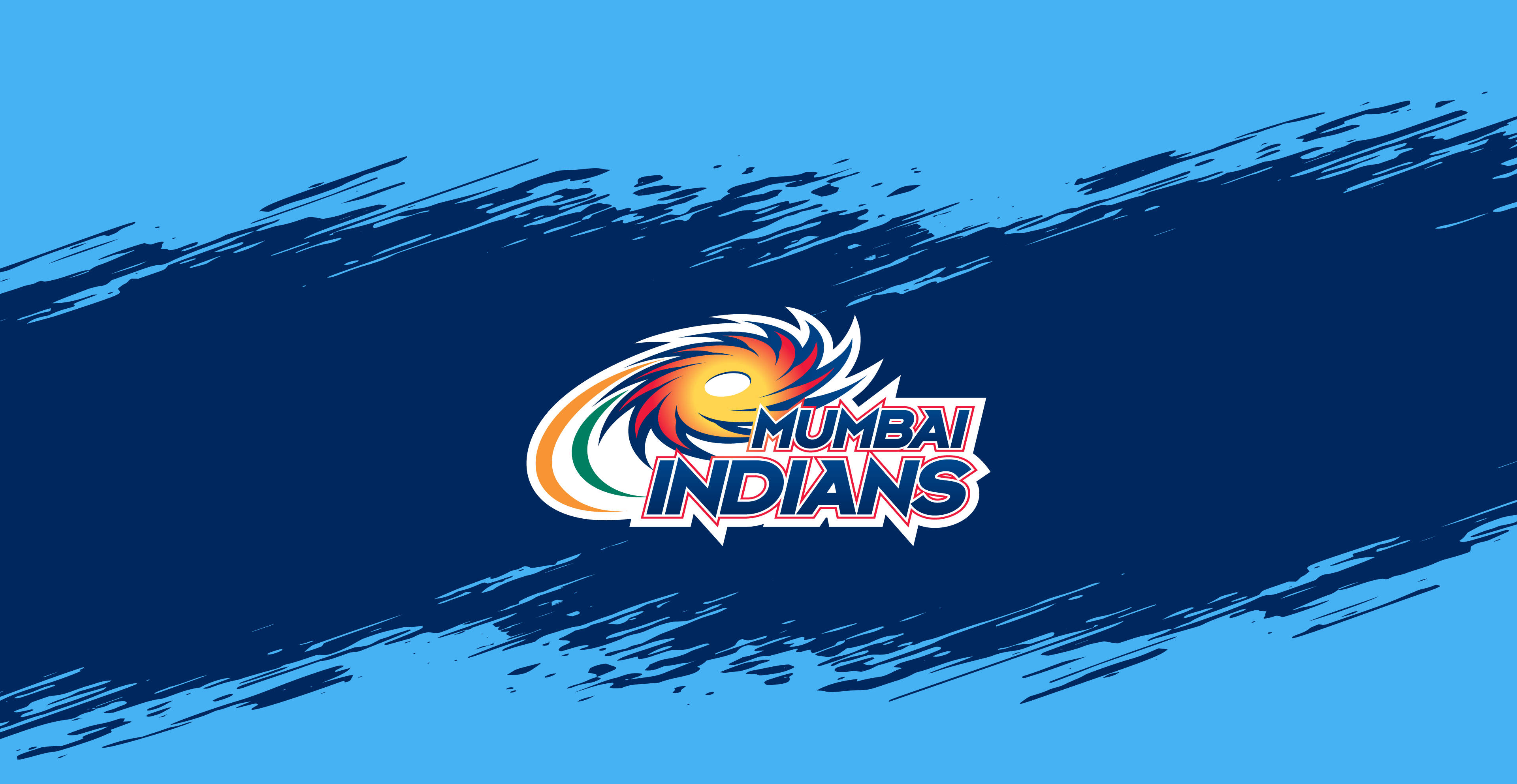 Mumbai Indians 板球隊標誌在藍色筆觸背景上
