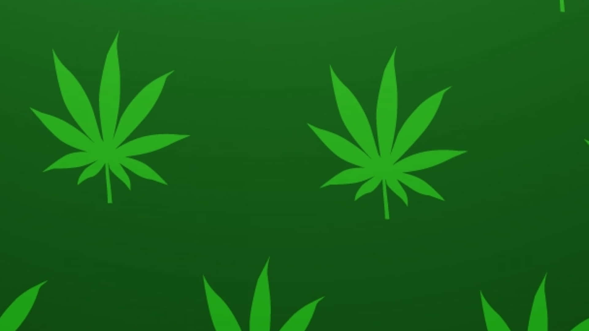 在綠色漸變背景上漂浮的大麻葉。