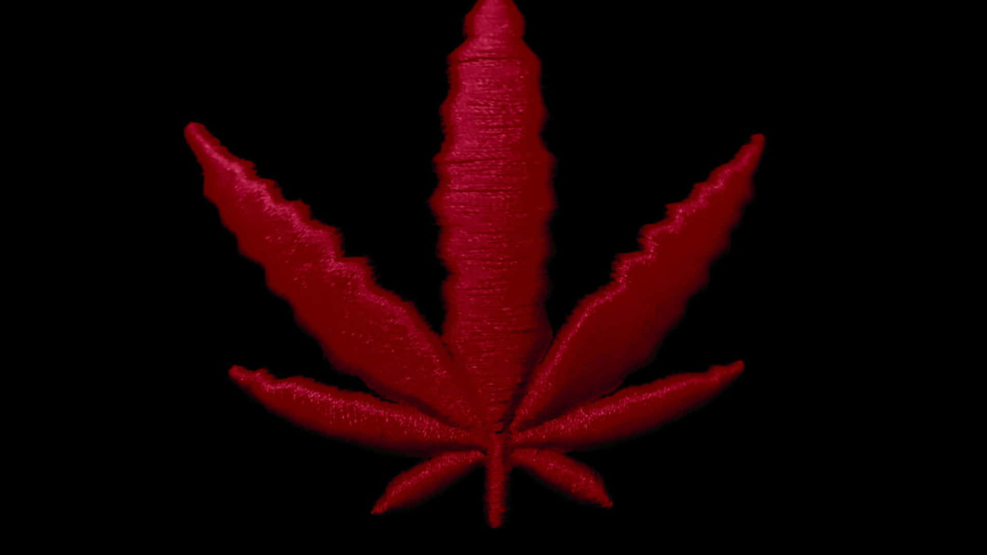 黑色背景上的紅色刺繡大麻葉 — 大麻 壁紙