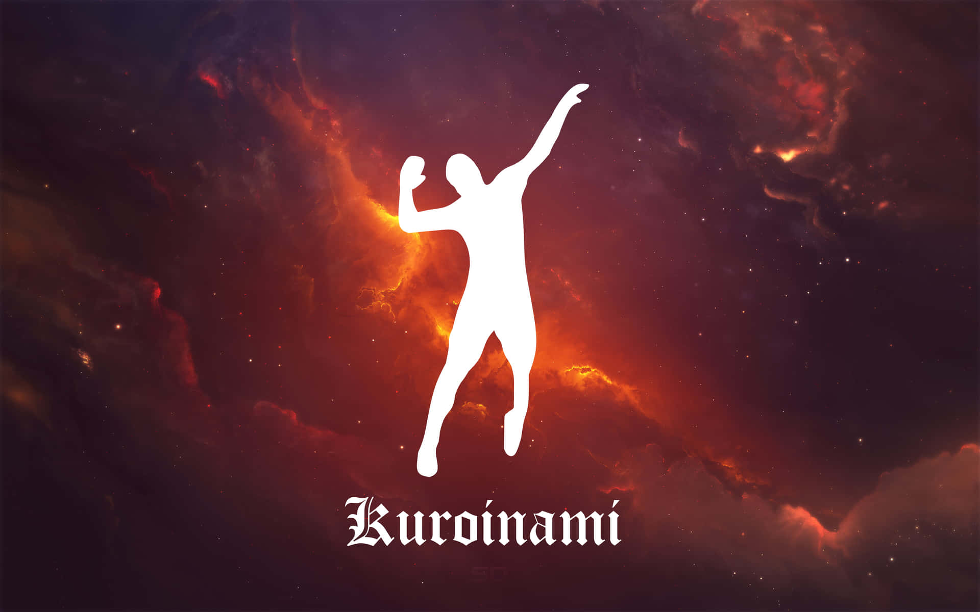 白色跳舞人物剪影，背景為熾熱的宇宙星雲，帶有「Kuroinami」文字。