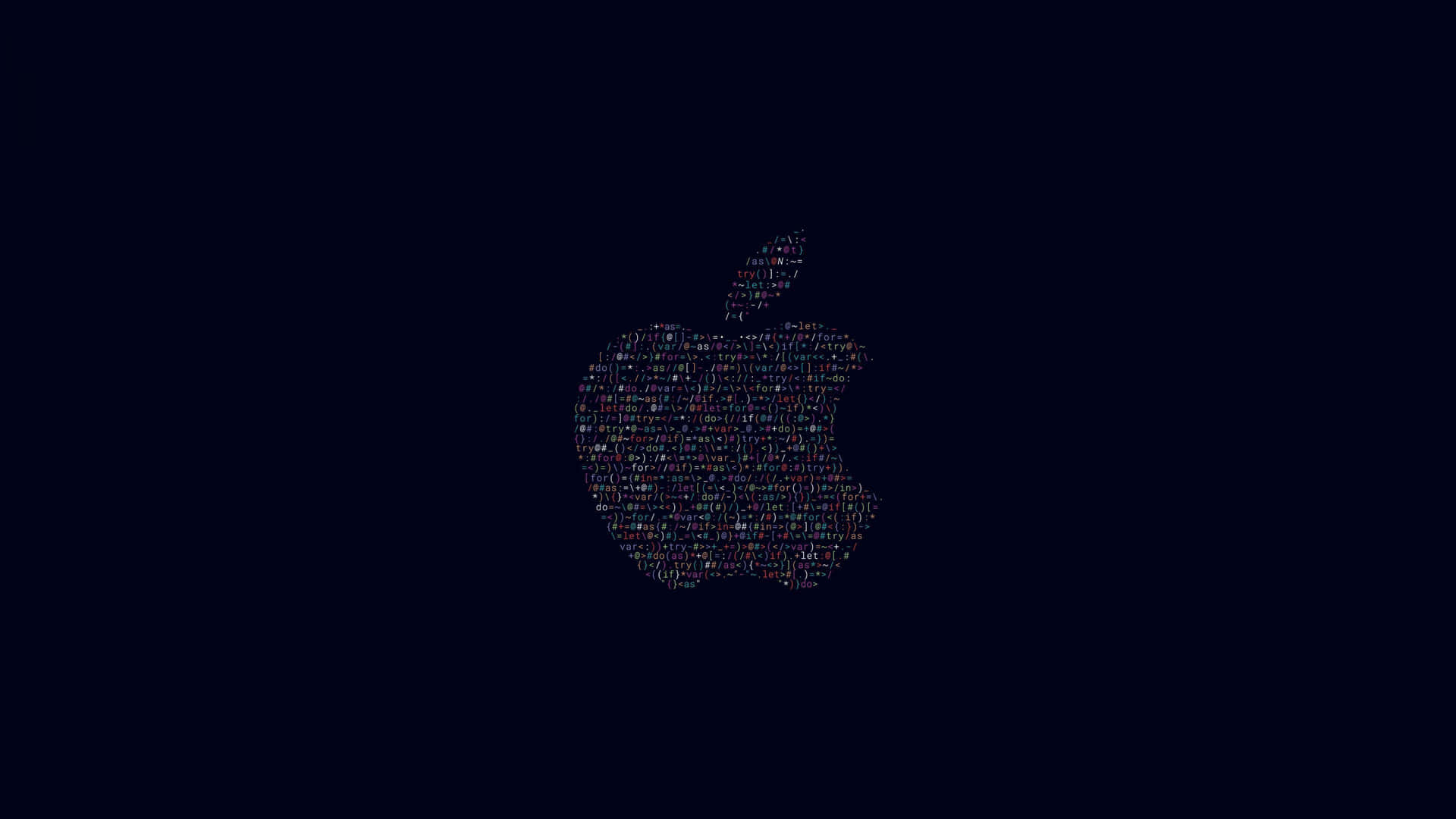 Apple標誌由深色背景上的彩色代碼製成