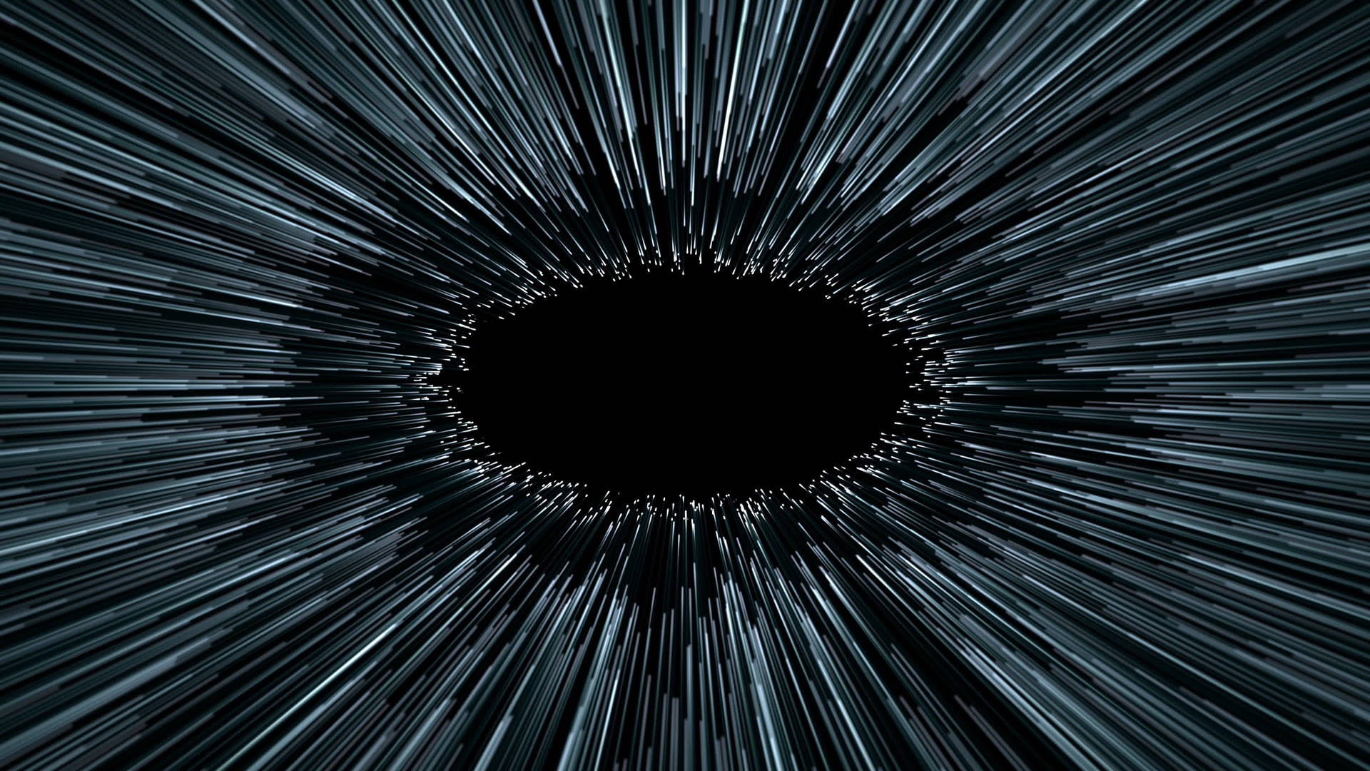 藍色光線匯聚成太空中的黑色宇宙隧道。