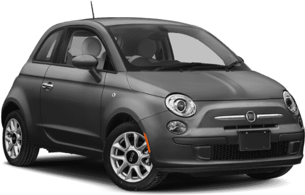 灰色菲亞特500緊湊型車側面視圖 壁紙 — 一輛時尚的灰色Fiat 500緊湊型汽車，在黑色背景下的攝影棚燈光中展示。