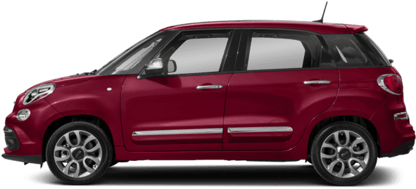 紅色菲亞特500L側面視圖 壁紙 — 一輛亮紅色 Fiat 500L 掀背車側面展示，背景透明，帶有微妙陰影。