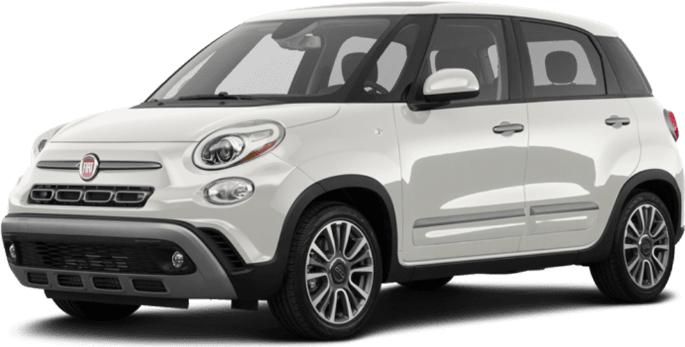 白色菲亞特500L 側面視圖 壁紙 — 一輛時尚的白色Fiat Panda緊湊型SUV，在工作室燈光下展示，帶有鍍鉻裝飾和時尚合金輪圈。