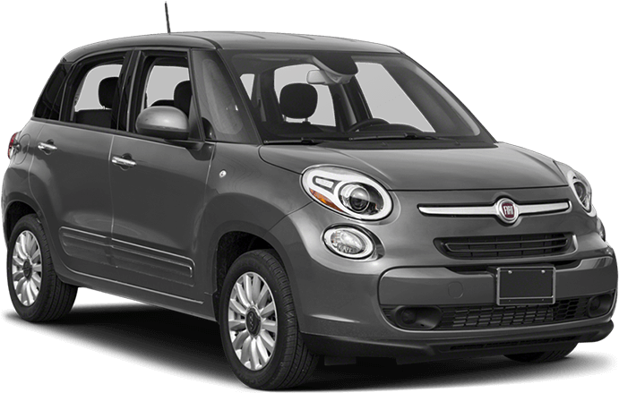灰色菲亞特500L側面視圖 壁紙 — 一輛時尚的灰色Fiat 500L緊湊型SUV在黑色背景下的攝影棚燈光中展示。