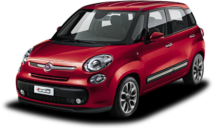 紅色菲亞特500L都市車 壁紙 — 光澤紅色Fiat 500L緊湊型汽車在工作室燈光下以純白色背景展示。
