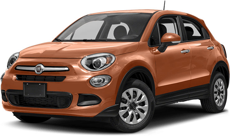 橙色菲亞特500X跨界SUV 壁紙 — 一輛時尚的橙色Fiat 500X SUV在工作室燈光下，以黑色背景和反光表面展示。