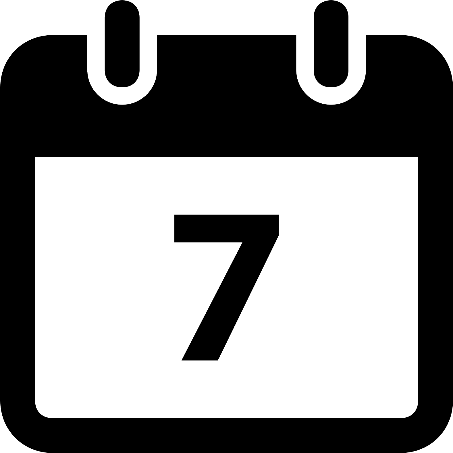 簡約日曆圖示數字7 壁紙 — 純黑色背景，沒有可見元素或紋理。