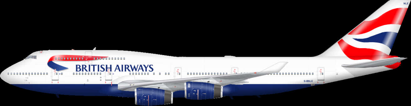 英國航空波音747側面圖 壁紙