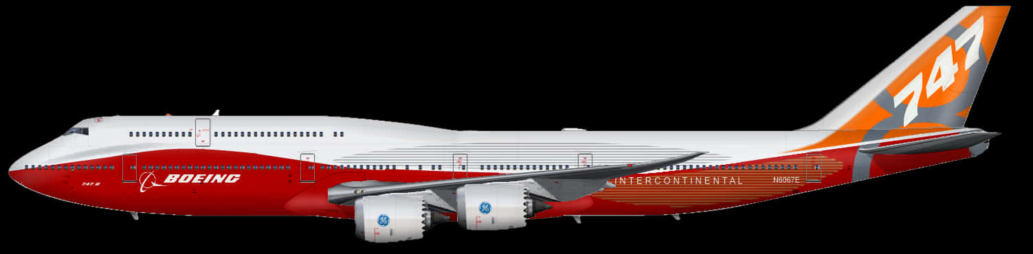 波音747洲際客機側面圖 壁紙