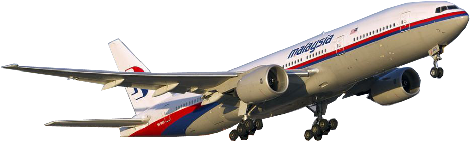 馬來西亞航空波音777飛行中 壁紙 — 一架馬來西亞航空波音777飛機正在飛行，起落架放下，背景為黑色。