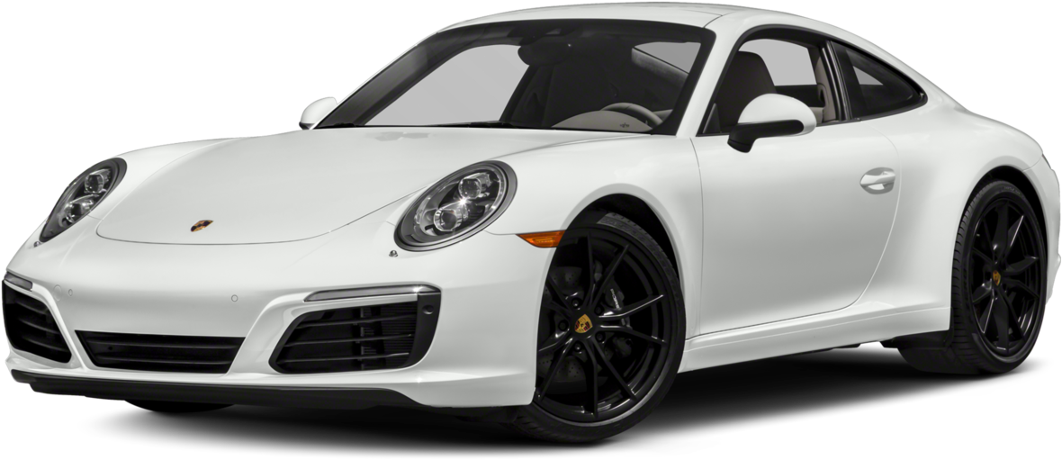 白色保時捷911 Carrera側面視圖 壁紙 — 一輛純白色的保時捷911跑車，配備黑色車輪和時尚的空氣動力學設計。