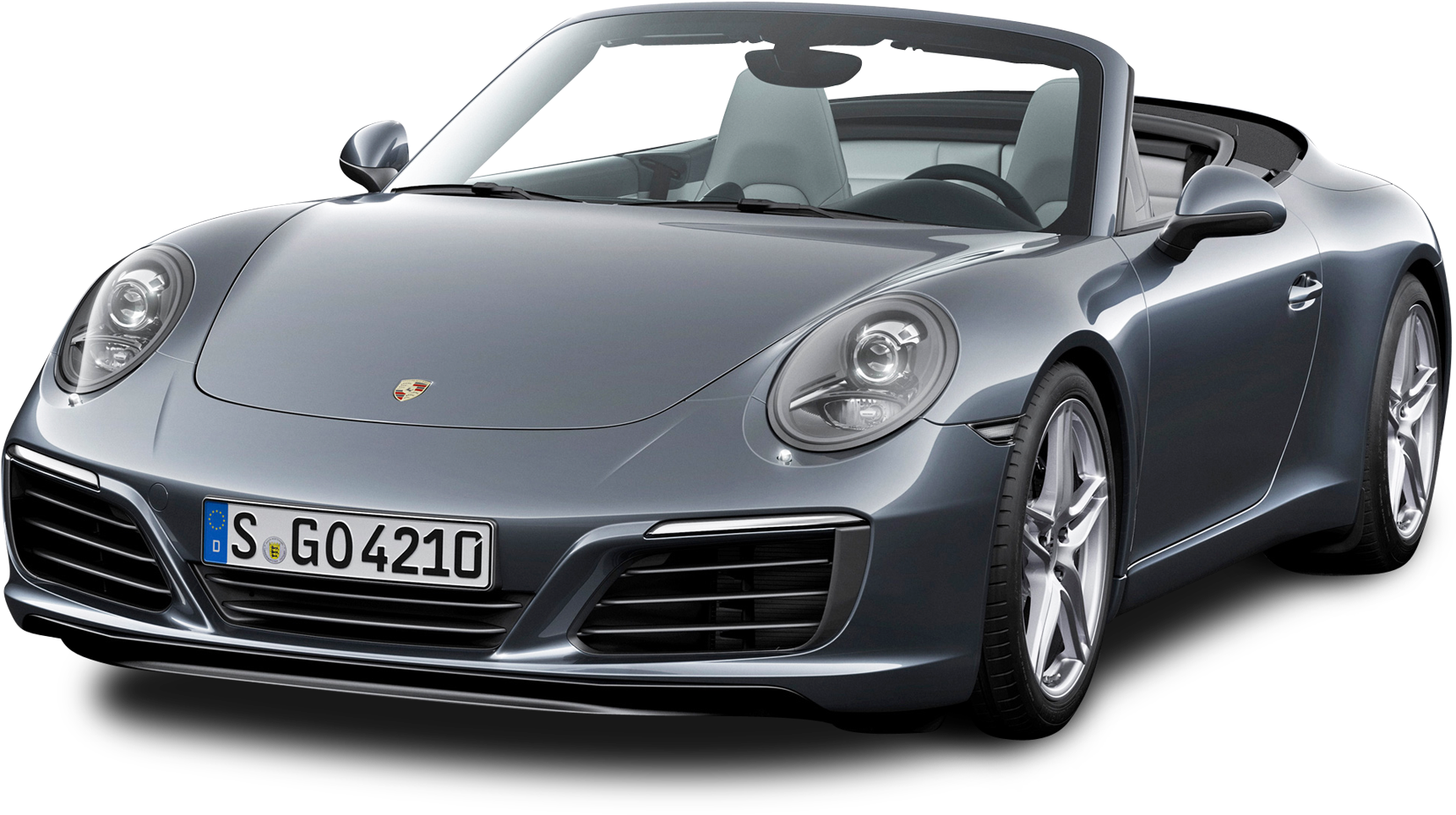 銀色保時捷911敞篷車 壁紙 — 一輛時尚的銀色保時捷911敞篷車，軟頂敞開，鍍鉻輪圈，黑色背景。