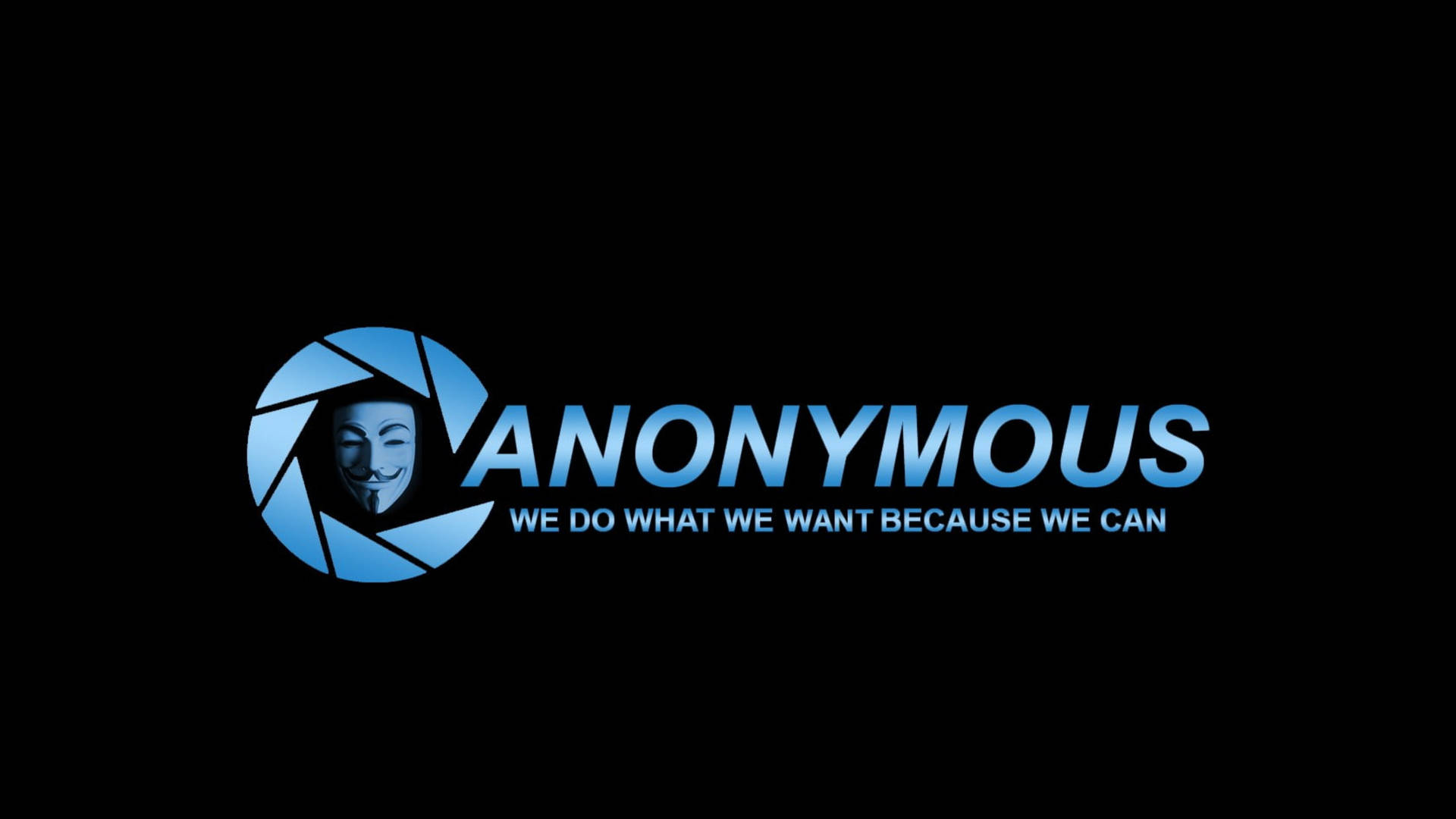 Anonymous標誌，帶有相機光圈設計嘅Guy Fawkes面具。