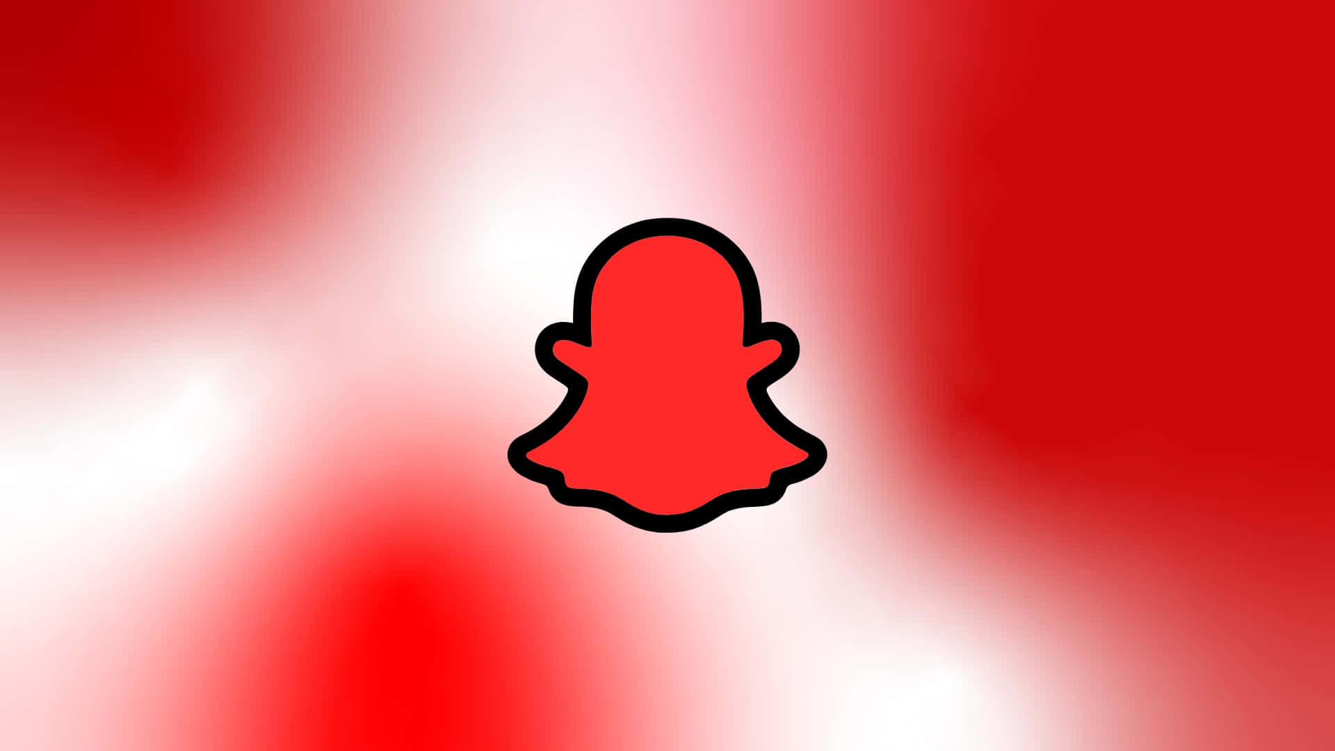  壁紙 — 一個大膽的紅色Snapchat鬼魂標誌，居中在漸變紅色和白色背景上。