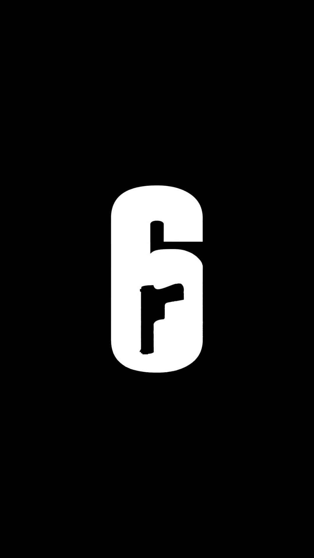 一個極簡的黑白壁紙，帶有風格化的數字六。