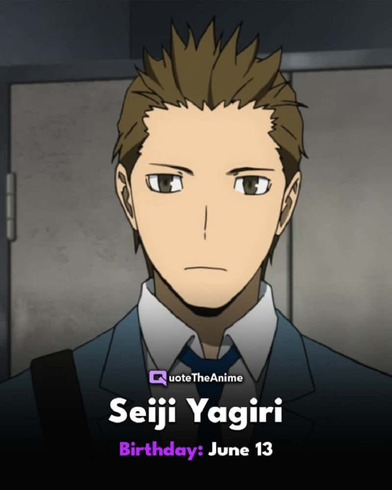 Seiji Yagiri 桌布 壁紙 — 一個動漫角色的特寫，擁有刺狀棕色頭髮和嚴肅表情，穿著西裝打領帶。