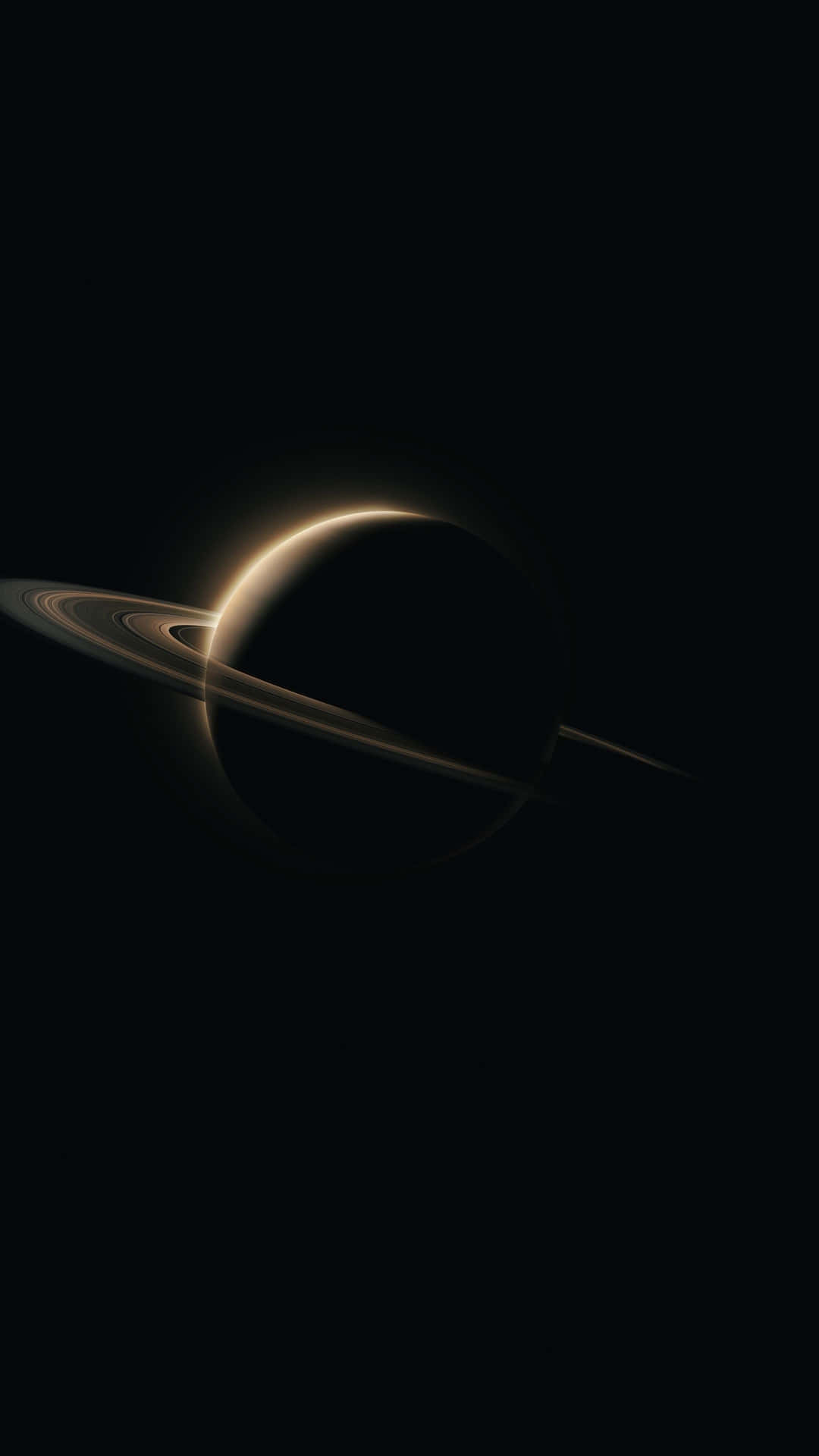  壁紙 — 一彎土星在虛空中柔和地發光，其光環在深空中投下精緻的陰影。