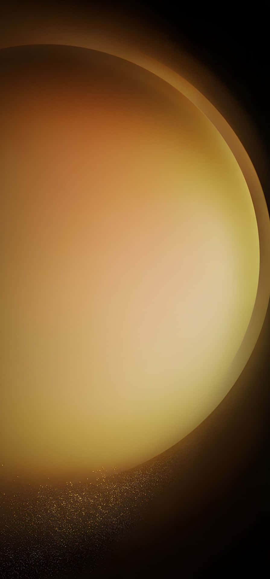  壁紙 — 一個發光的金色球體在帶有細微星塵的黑暗宇宙背景下散發溫暖。