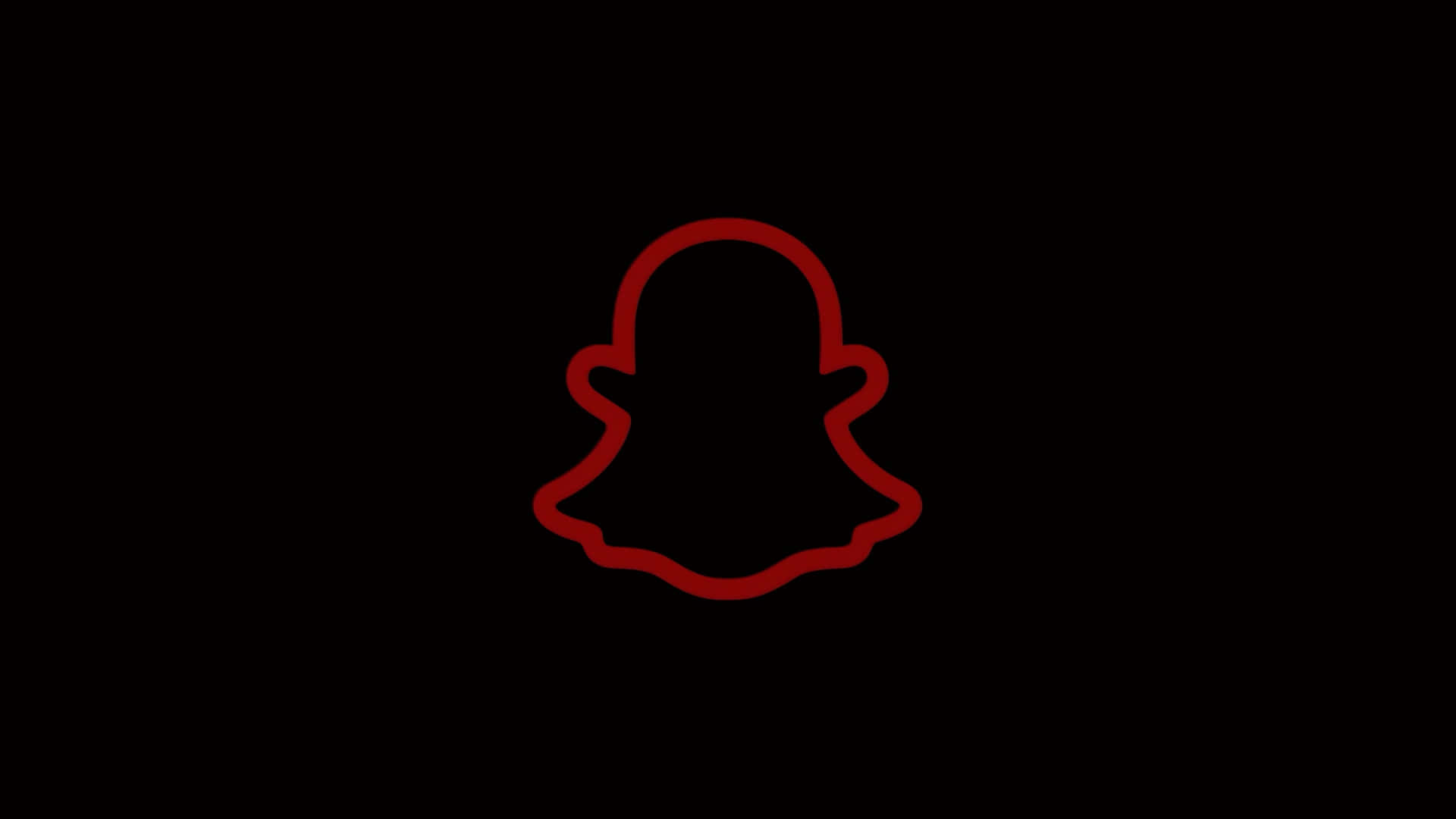  壁紙 — 一個發光的紅色Snapchat鬼魂標誌，居中在純黑色背景上。